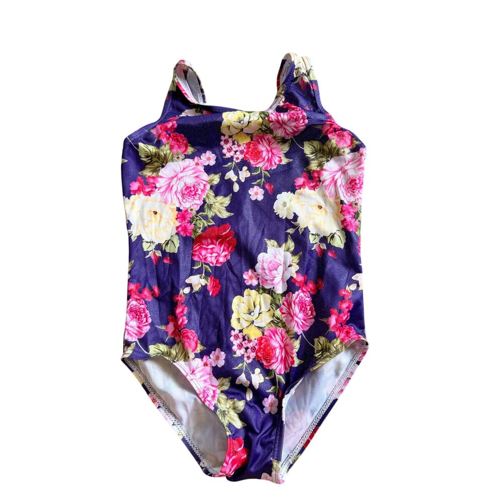 QoozZ Girls Floral Print Gymnastics Dance Leotard M